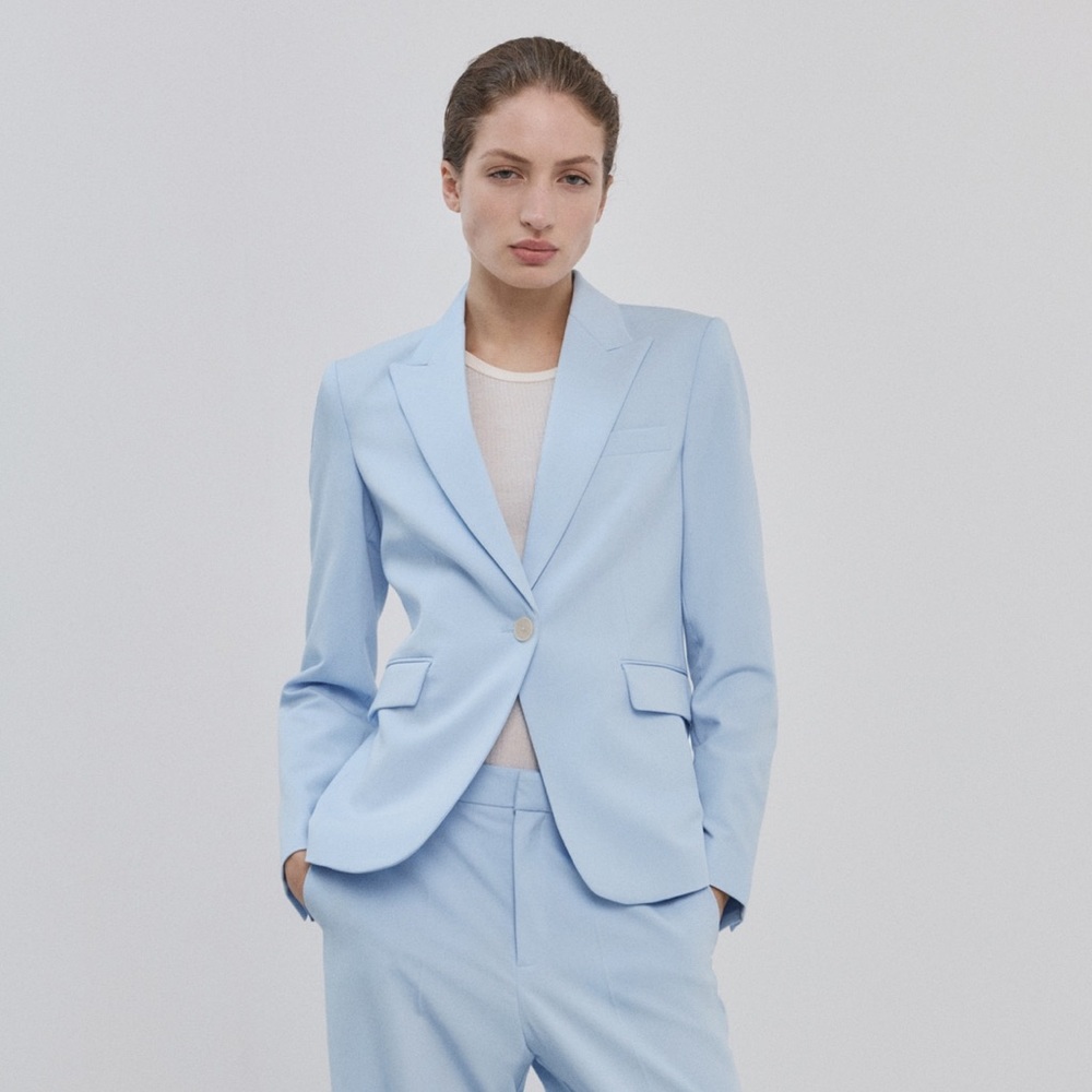Mango Light Blue Women's Tailored Blazer